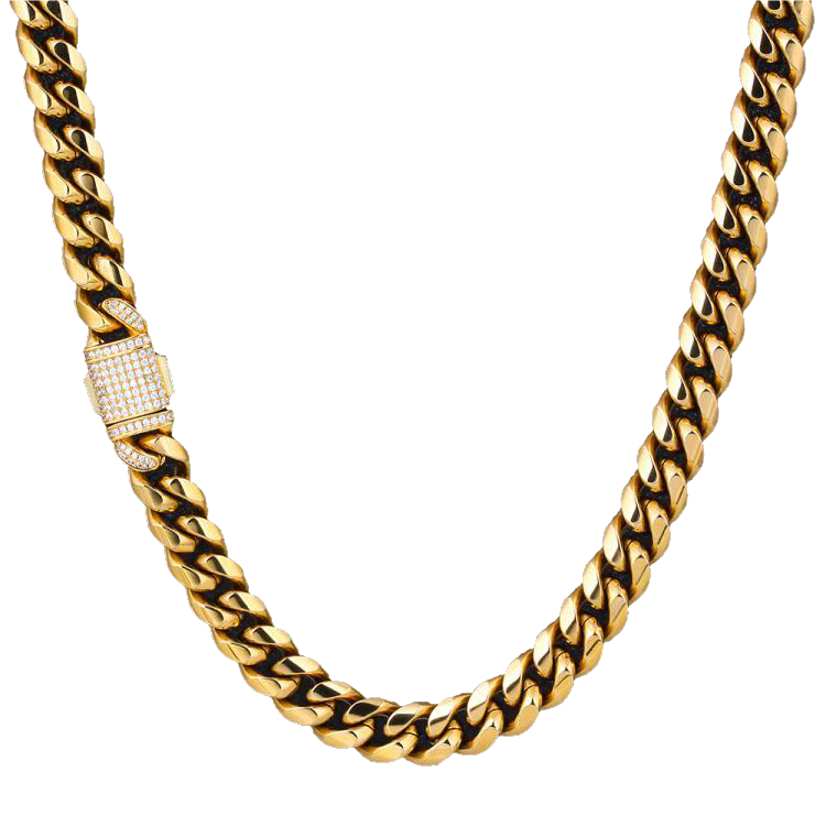 Big Daddy 12mm Diamond Clasp Gold Cuban Chain