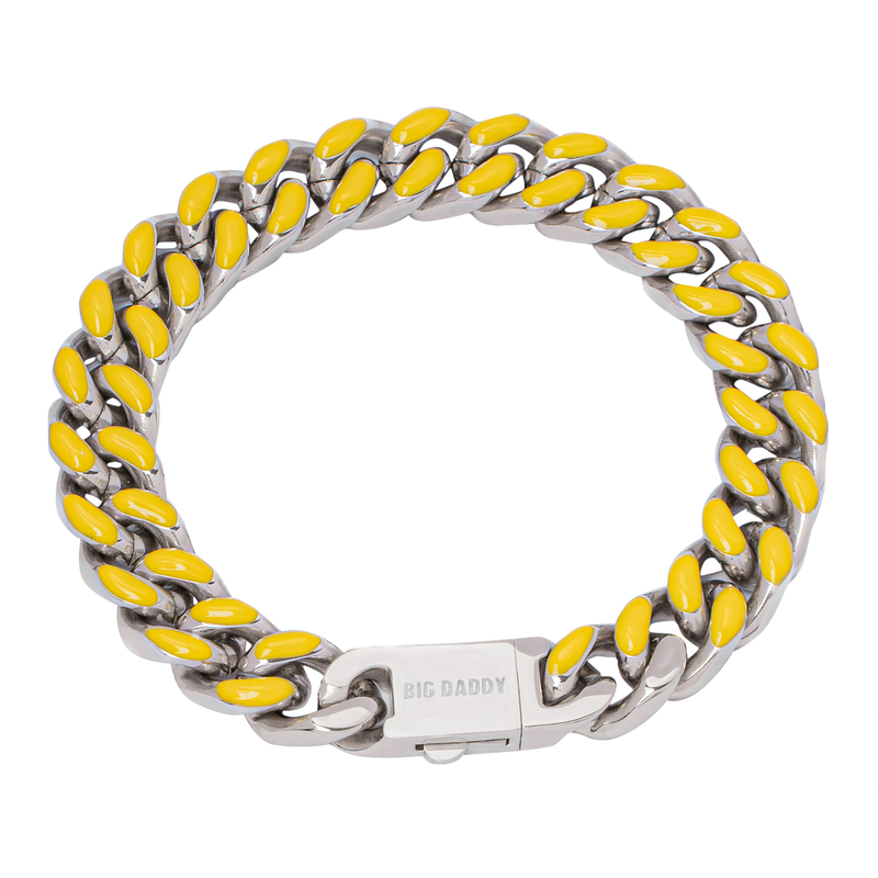 Big Daddy 13MM Enamel Yellow Steel Cuban Bracelet