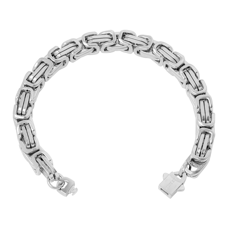 Big Daddy 8MM Byzantine Link 18K Silver Bracelet