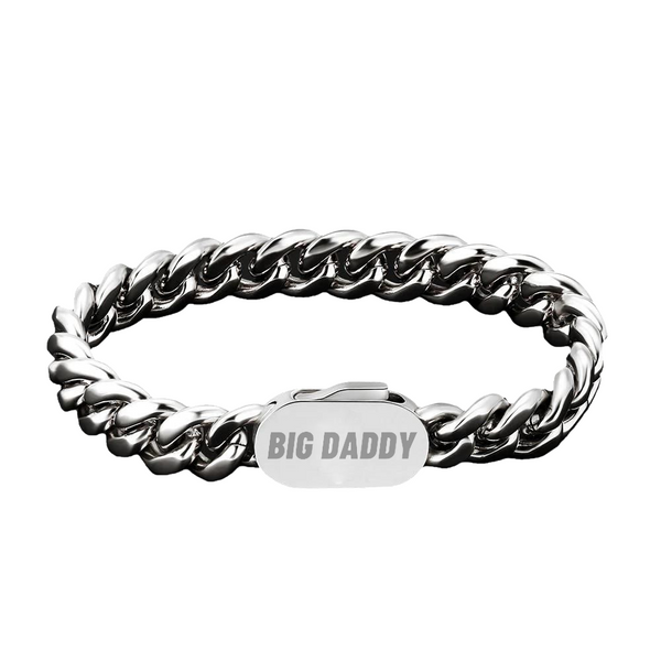 Big Daddy Brazalete de eslabones cubanos Miami de plata de 10 mm