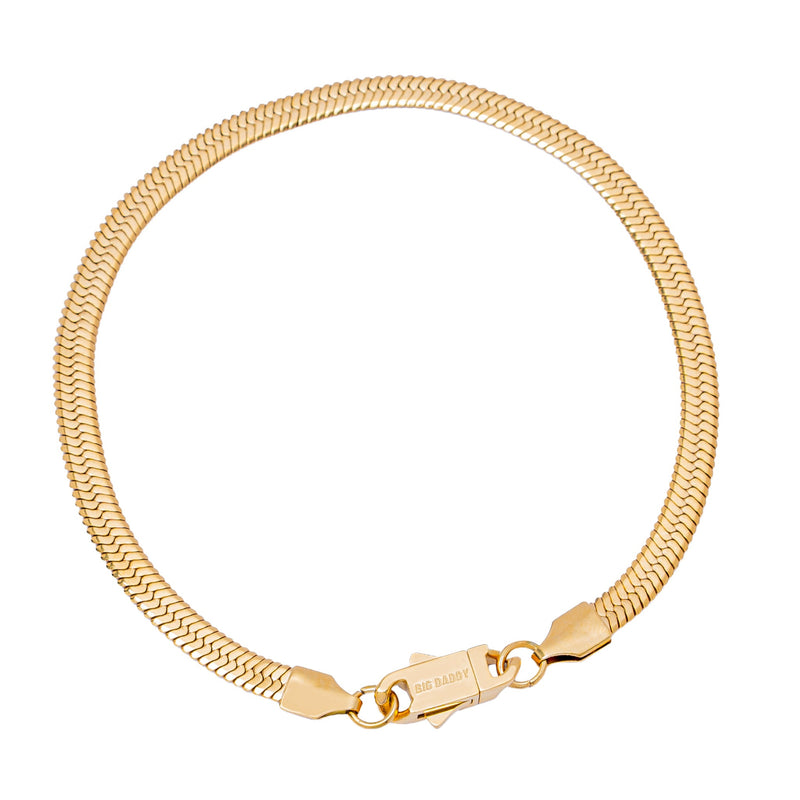 Big Daddy 5MM Gold Flat Herringbone Bracelet