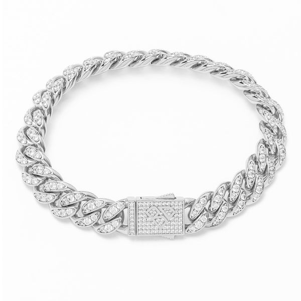 Big Daddy 12MM Bling Cuban Link Silver Bracelet