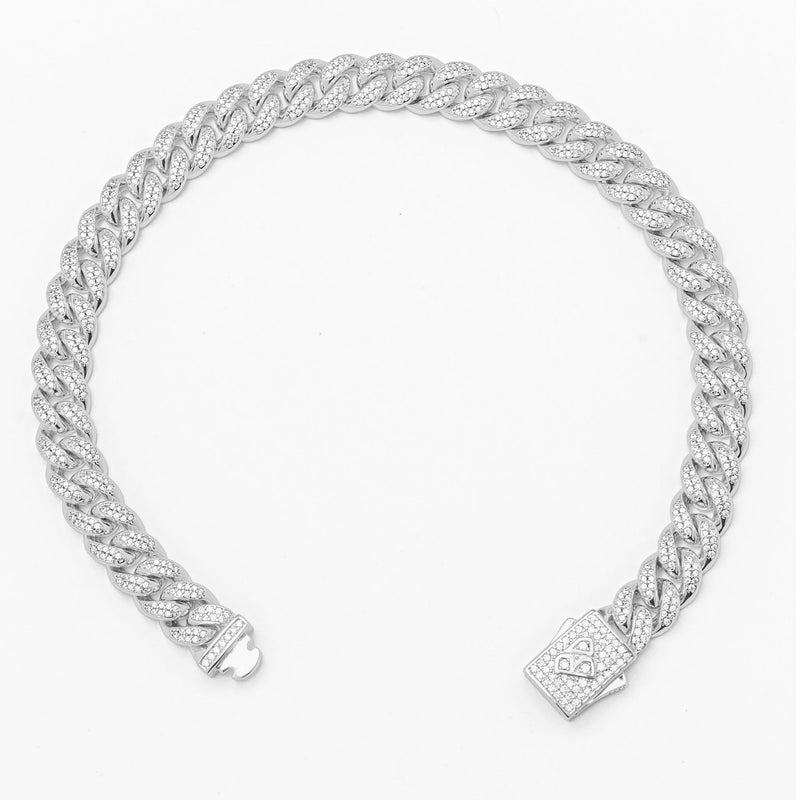 Big Daddy 8MM Cuban Link Rhodium Iced Out Bracelet