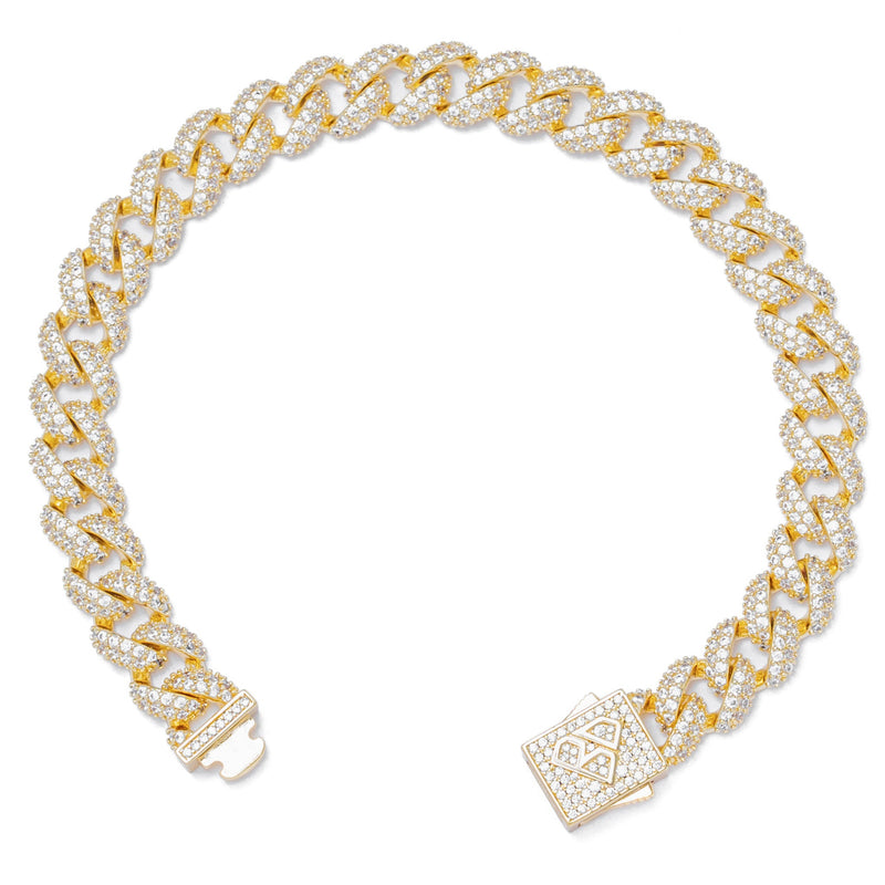 Big Daddy 9MM Diamond Curb Gold Bracelet