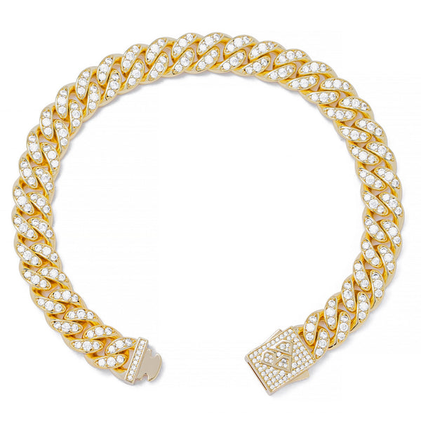 Big Daddy 10MM Iced Out Cuban Link Gold Bracelet