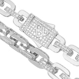 Big Daddy 10MM Anchor Mariner Bullet Diamond & Silver Link Chain