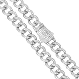 Big Daddy 8MM Iced Curb Cuban Silver Chain