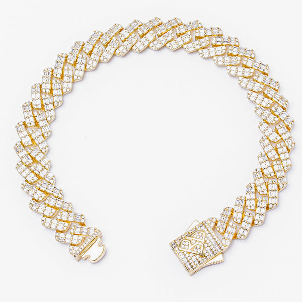 Big Daddy 12MM Gold Baguette Diamond Cuban Bracelet