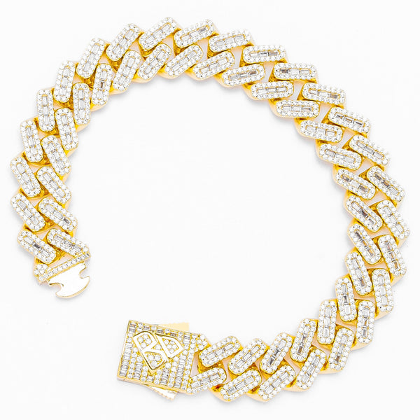 Big Daddy 12MM Baguette Iced Out Rhombus Cuban Gold Bracelet