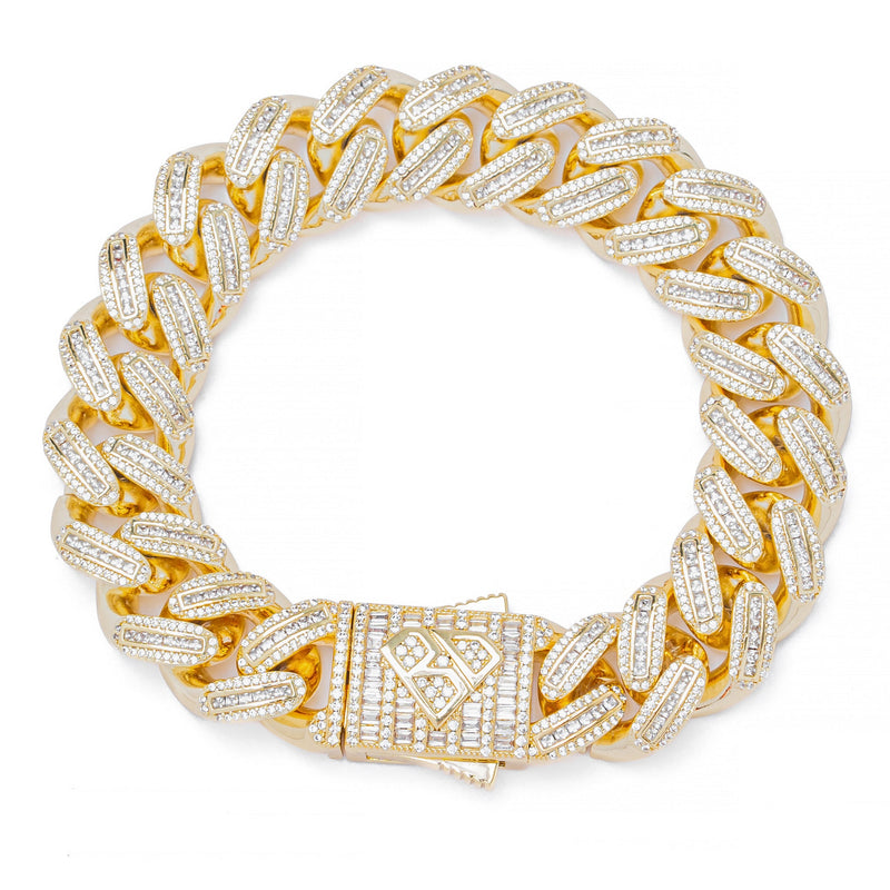 Big Daddy 18MM Baguette Gold Iced Out Cuban Link Bracelet