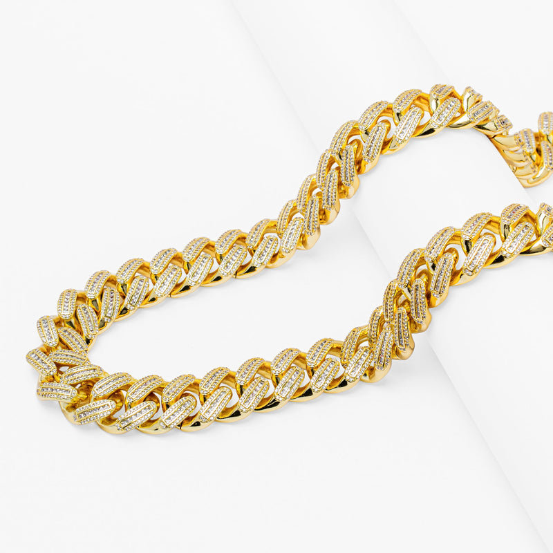 Big Daddy 18MM Baguette Gold Iced Out Cuban Link Chain