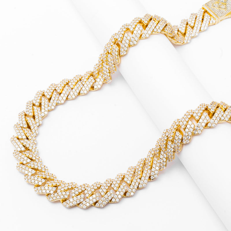 Big Daddy 19MM Straight Edge Cuban Diamond Gold Chain