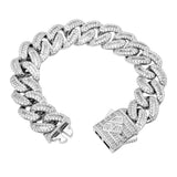 Big Daddy 20MM Baguette Iced Out Cuban Link Silver Bracelet