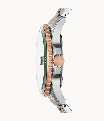 Fossil FB-01 Quartz Green Dial Two-tone Men's Watch FS5743