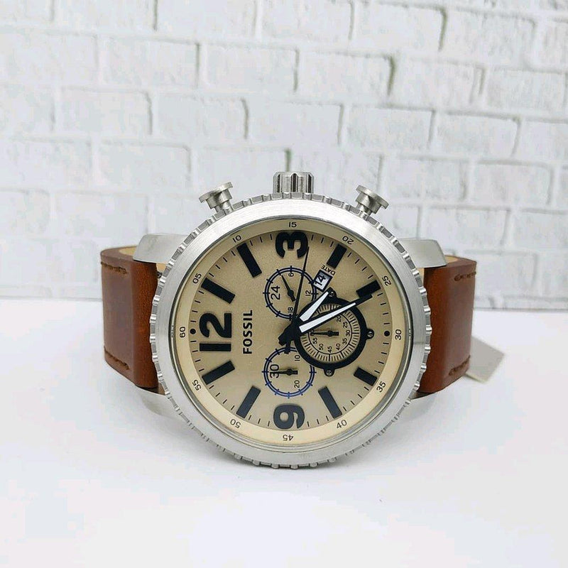 Fossil Big Face Chronograph Dial Leather Strap Men s Watch BQ2101 Watches of America