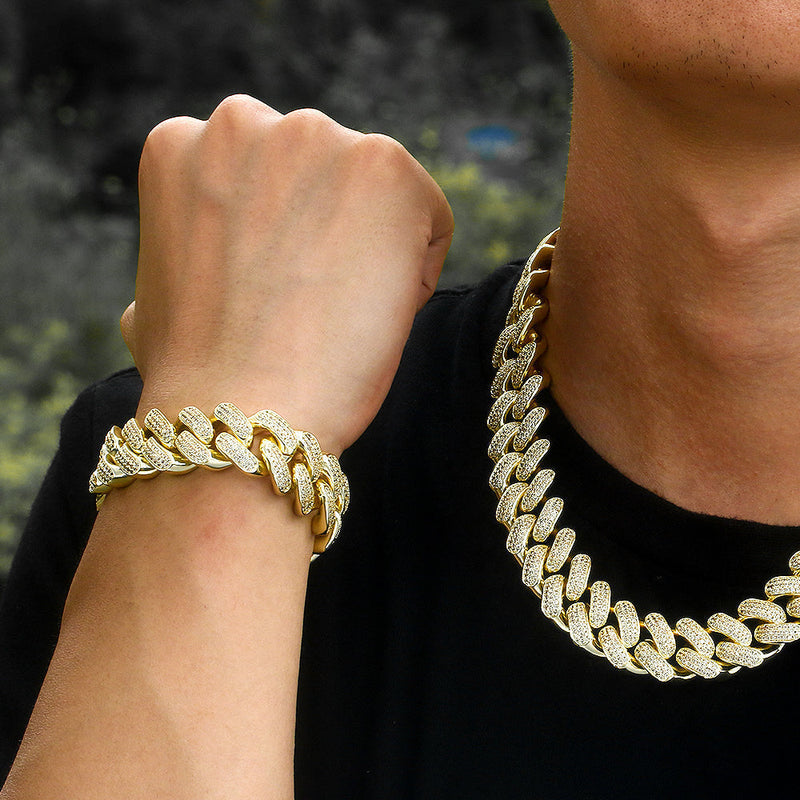 Big Daddy 18mm Chunky Iced Out Diamond Gold Cuban Bracelet