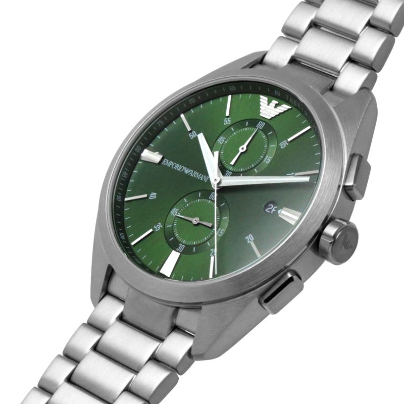 Emporio Armani Silver Chronograph Green Dial Men s Watch AR11480