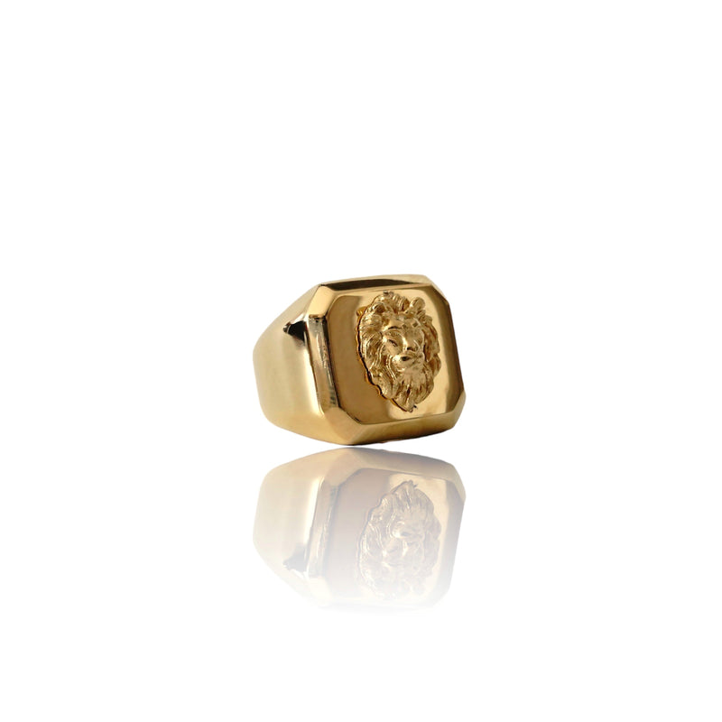 Anillo de oro cuadrado Big Daddy Lion Signet