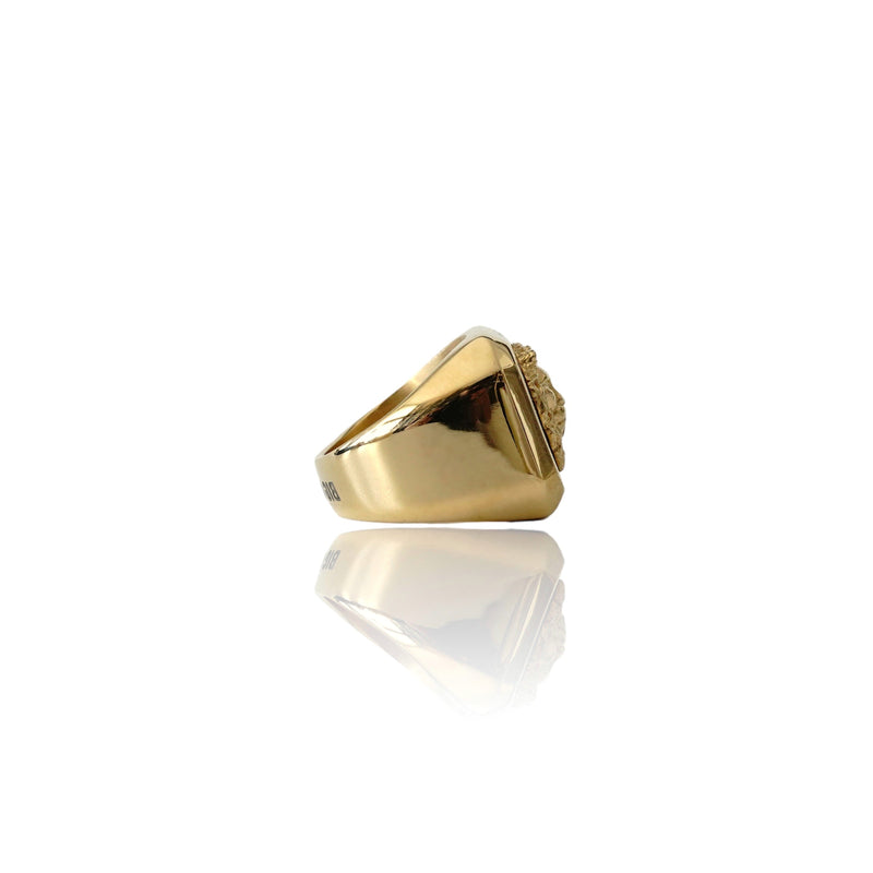 Anillo de oro cuadrado Big Daddy Lion Signet