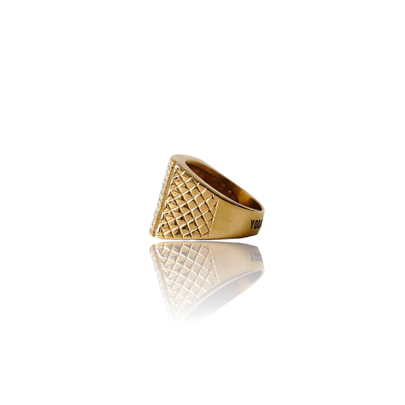 Big Daddy Iced Pave Square Gold Ring