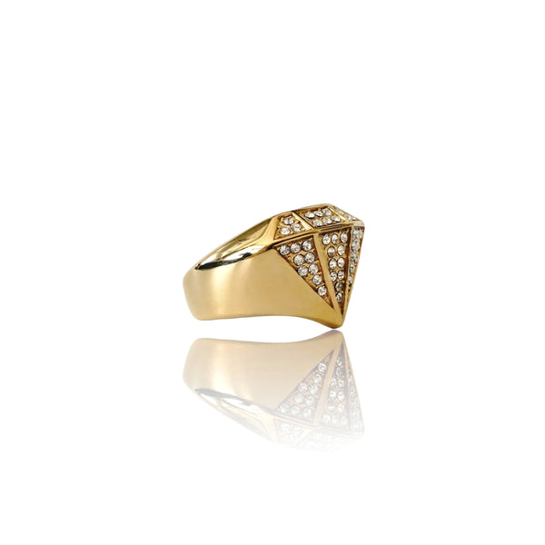 Anillo de oro con forma de diamante Bling Big Daddy