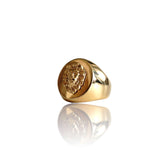 Anillo de oro redondo Big Daddy Lion Signet