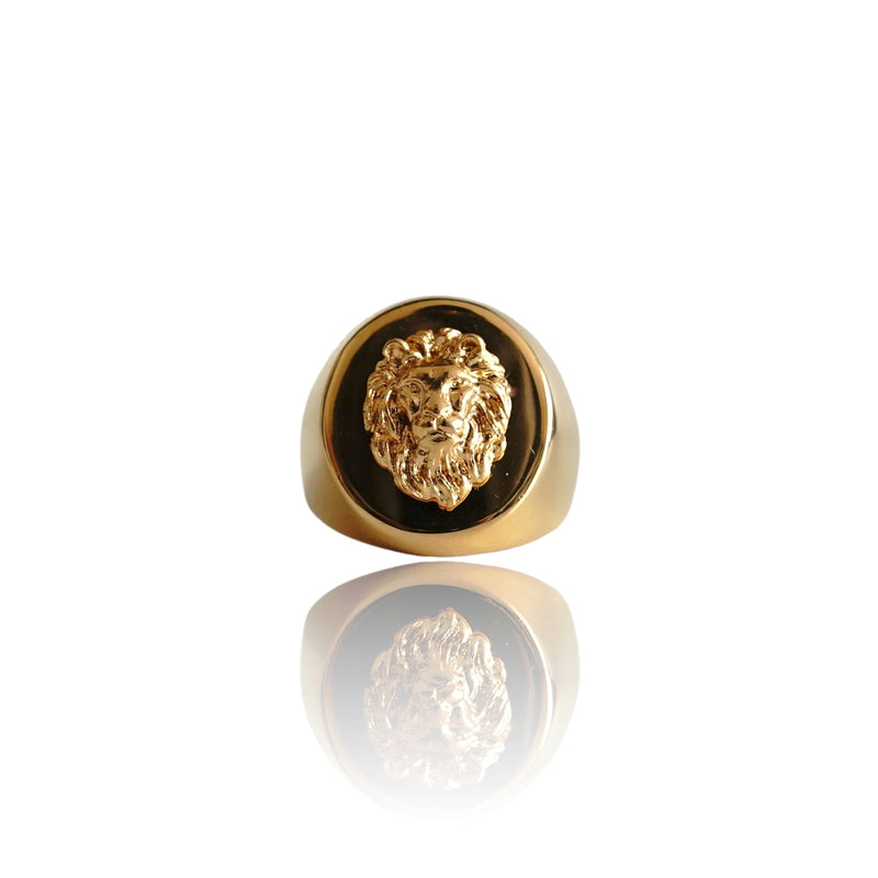 Anillo de oro redondo Big Daddy Lion Signet