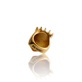 Anillo de oro con corona de pavé de cabeza de león de Big Daddy