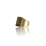 Big Daddy Iced Pave Square Gold Ring