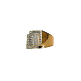 Big Daddy Iced Out Anillo cuadrado de oro brillante