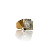 Big Daddy Iced Out Anillo cuadrado de oro brillante