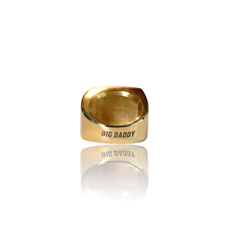 Big Daddy Iced Out Anillo cuadrado de oro brillante