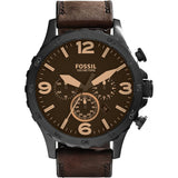 Fossil Nate Cronógrafo Marrón Dial Marrón Cuero Hombre Reloj JR1487