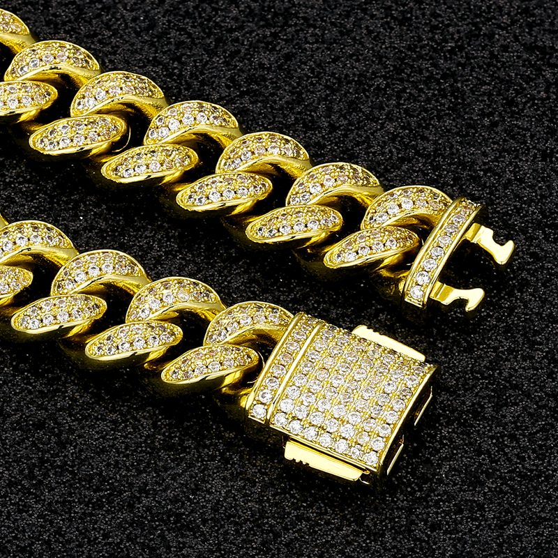 Big Daddy 12mm Iced Out Diamond Gold Cuban Bracelet