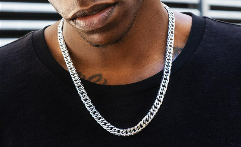 Cadena de plata con eslabones cubanos Miami de 10 mm Big Daddy