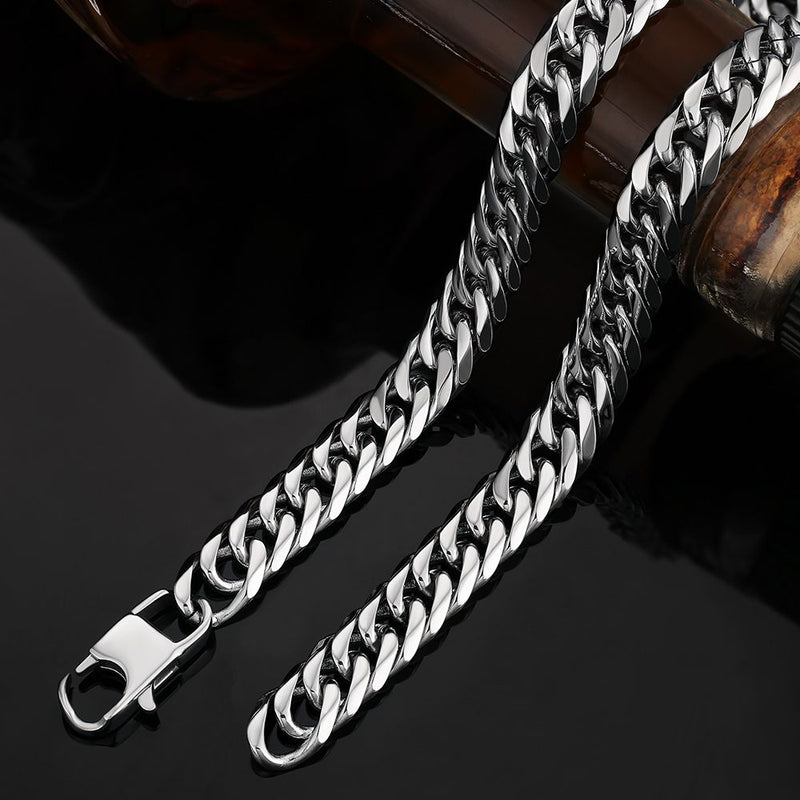 Cadena de plata con eslabones cubanos Miami de 10 mm Big Daddy