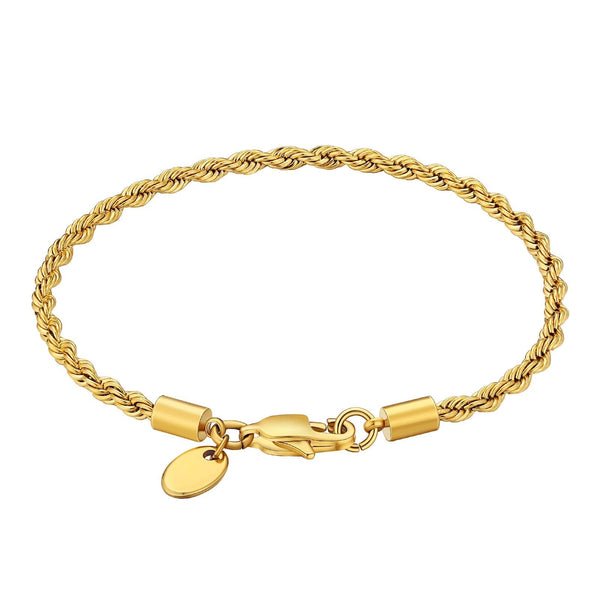 Big Daddy 5 mm cadena de cuerda pulsera de oro para mujer