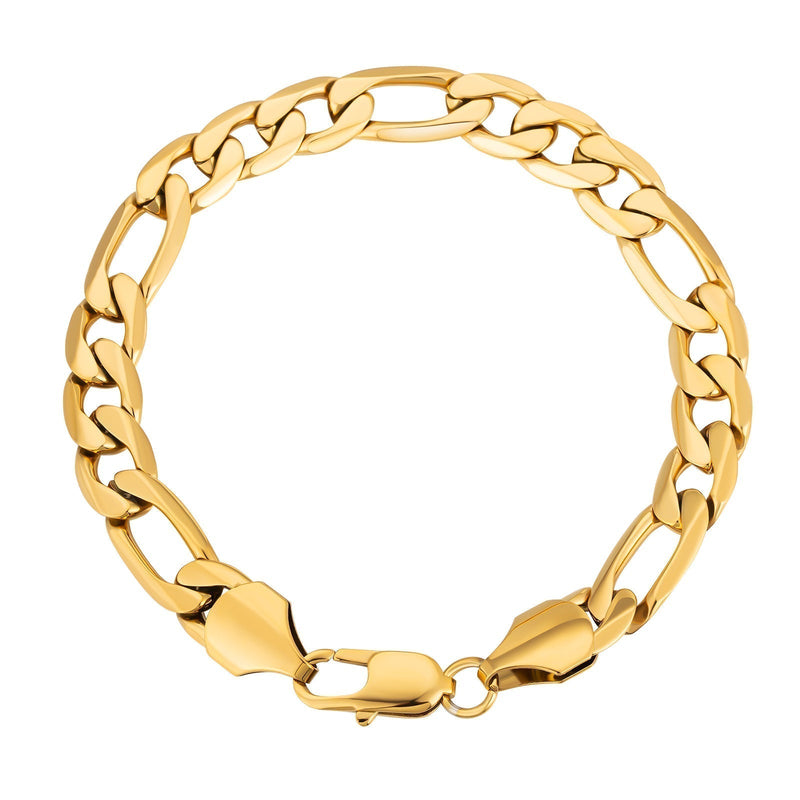 Big Daddy 9mm Steel Figaro Gold Bracelet