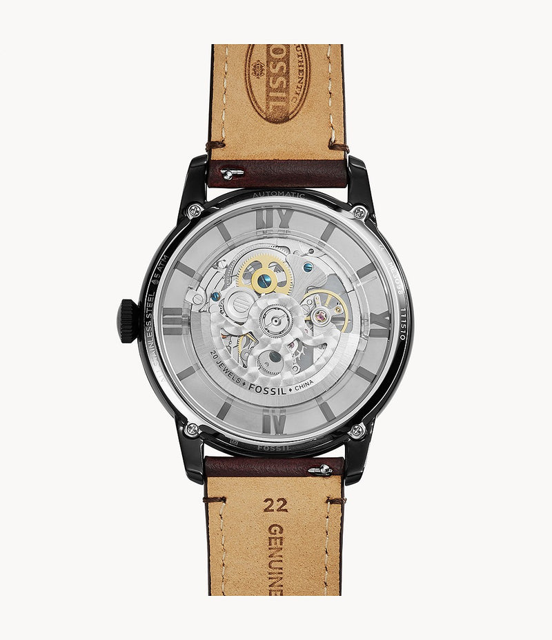 Fossil Townsman Reloj automático para hombre con esfera de esqueleto beige ME3078