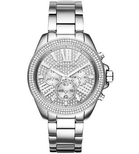 Michael Kors Reloj de mujer con pavé de cristal plateado MK6304