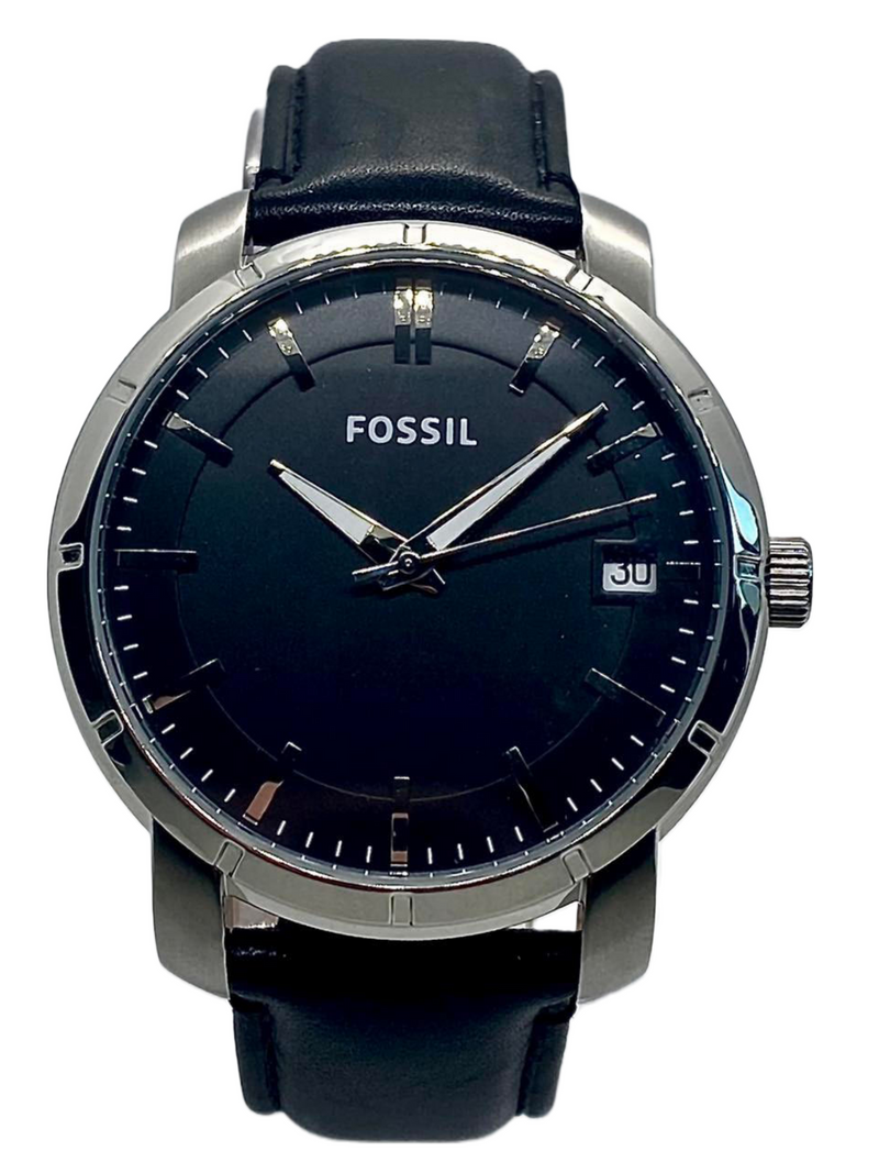 Fossil Black Dial Leather Strap Automatic Men's Watch  BQ1274 - Watches of America