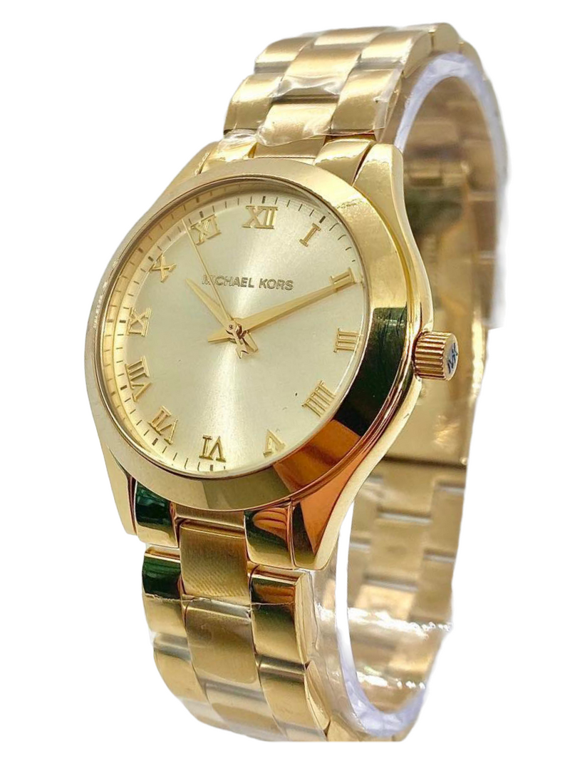Michael Kors Slim Runway Gold Tone Dial Ladies Dress Watch MK3456