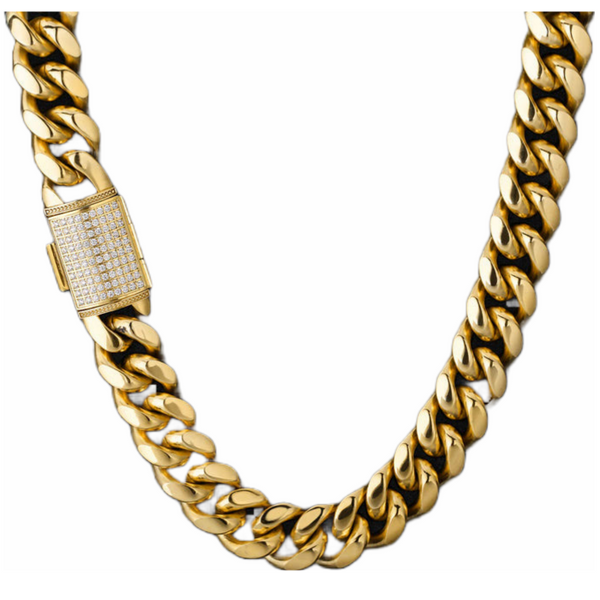 Big Daddy 18mm All Gold Diamond Clasp Cuban Chain