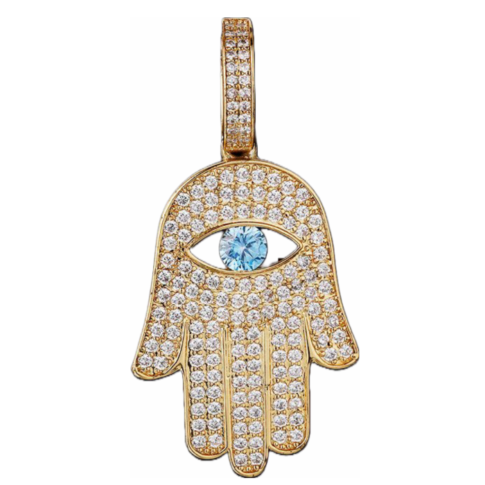 Big Daddy Iced Out Hamsa Hand Pendant Necklace