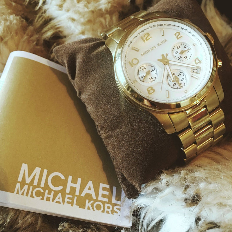 Michael Kors Mother Pearl Chrono Gold Watch MK5305 Watches of