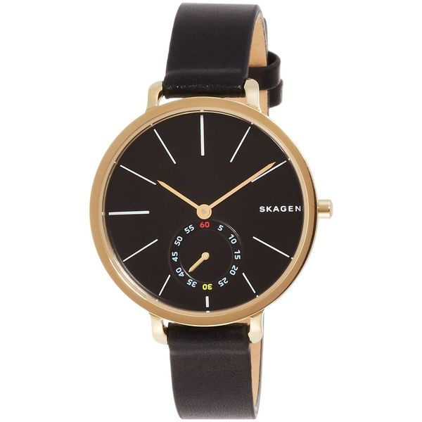 Skagen Hagen Black Dial Black Leather Ladies Watch SKW2354