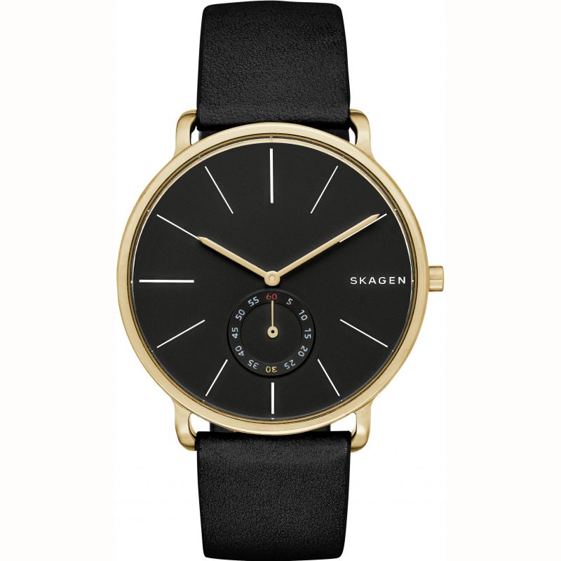 Skagen Hagen Black Dial Black Leather Men's Watch SKW6217