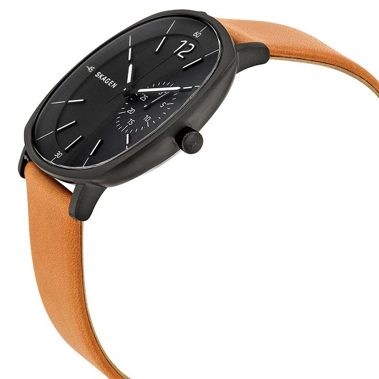 Skagen Rungsted Black Dial Tan Leather Men's Watch SKW6257