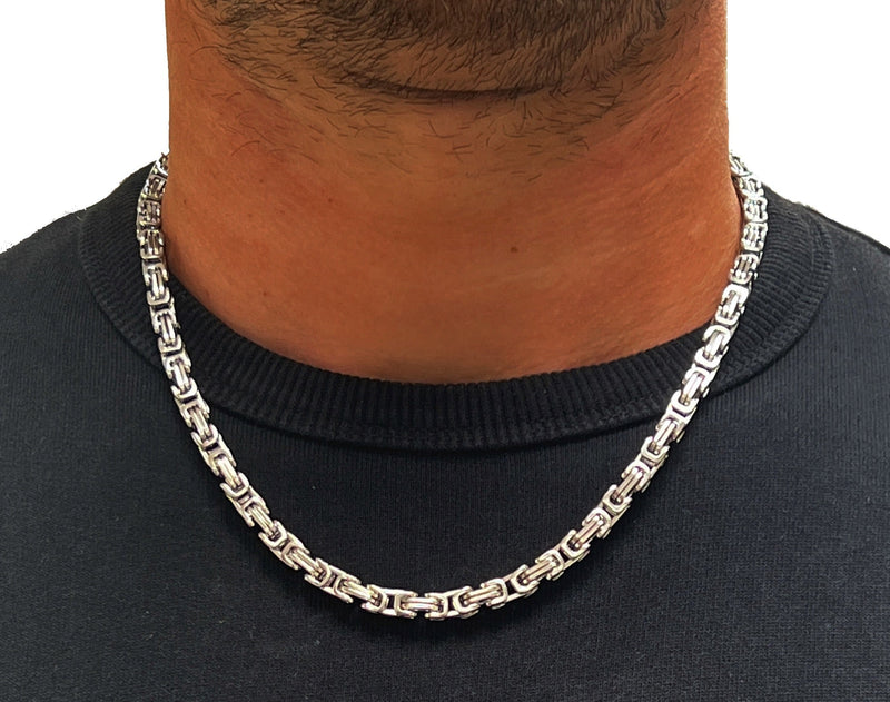 Big Daddy 5mm Stainless Steel Byzantine Silver Chain