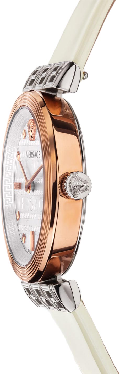 Versace Meander White Leather Strap Women's Watch VELW00120 - Watches of America #2